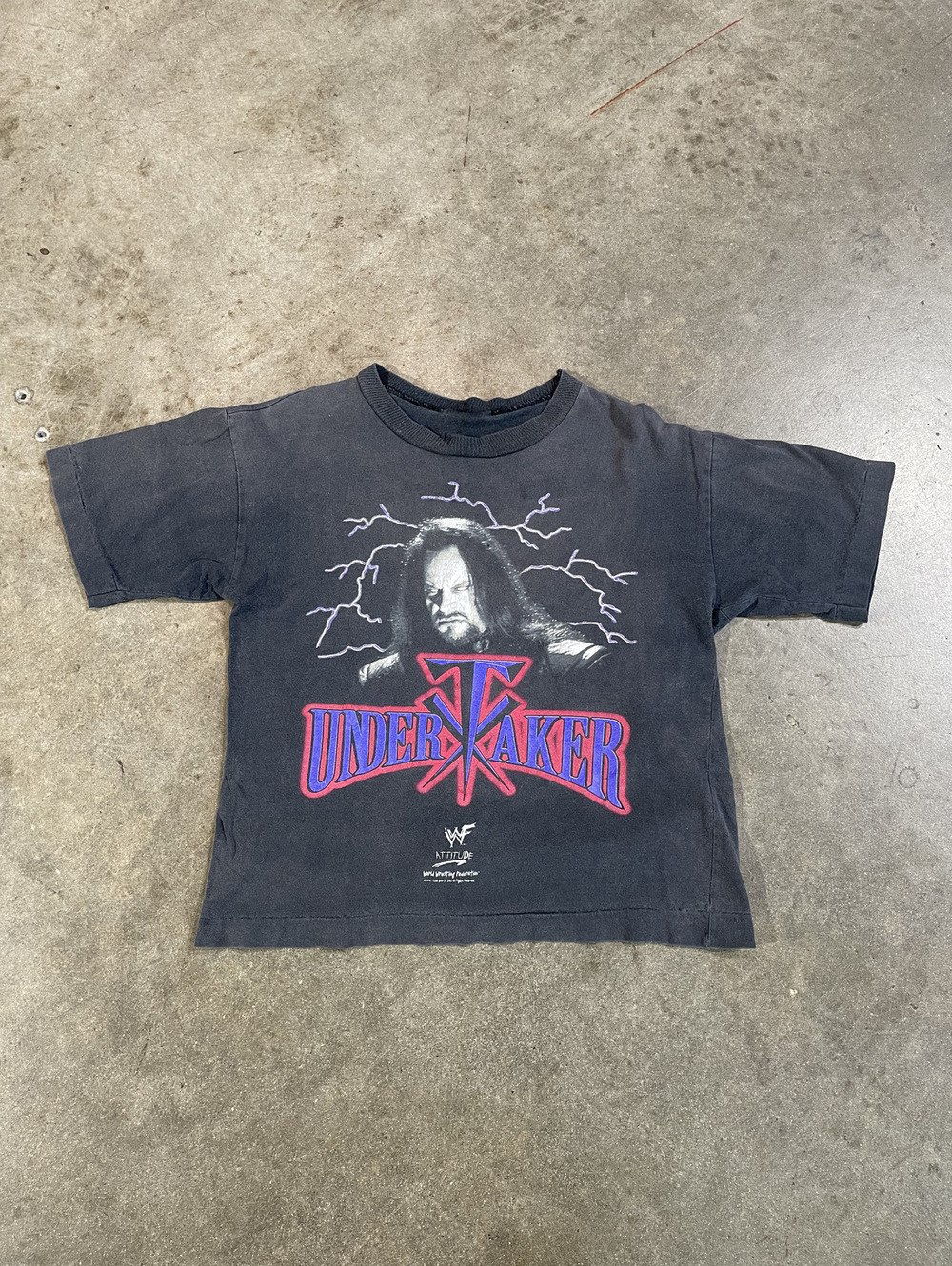 Vintage 90s Undertaker WWF faded distressed Baby Tee 16x29
